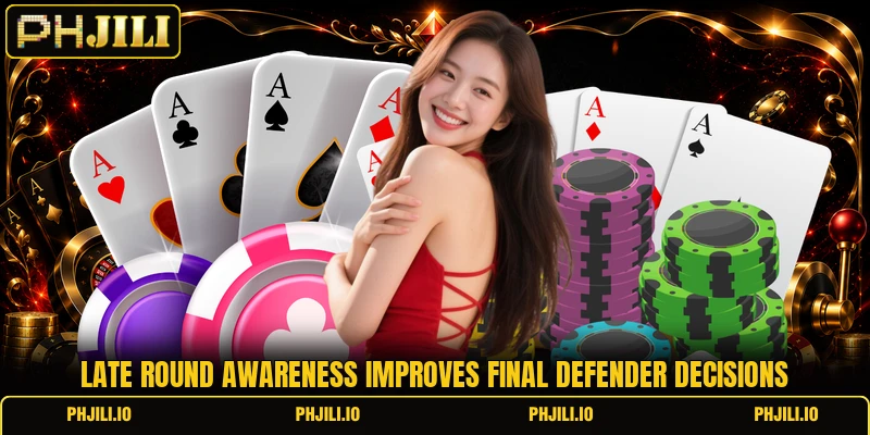 Late round awareness improves final defender decisions