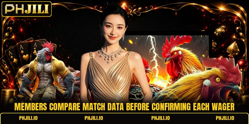 Members compare match data before confirming each wager