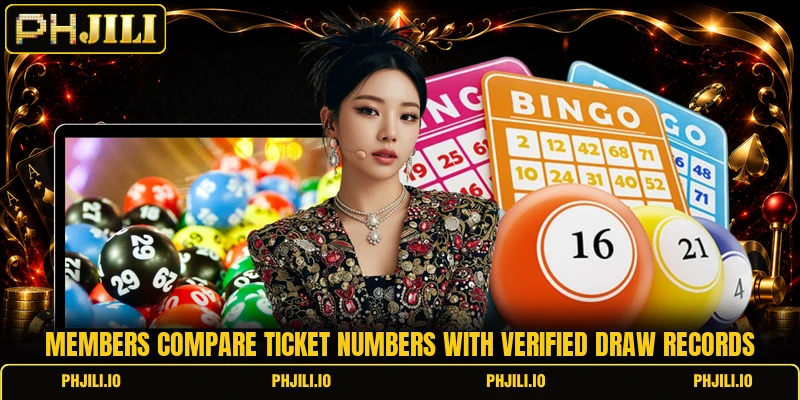 Members compare ticket numbers with verified draw records