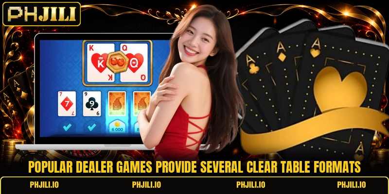 Popular dealer games provide several clear table formats