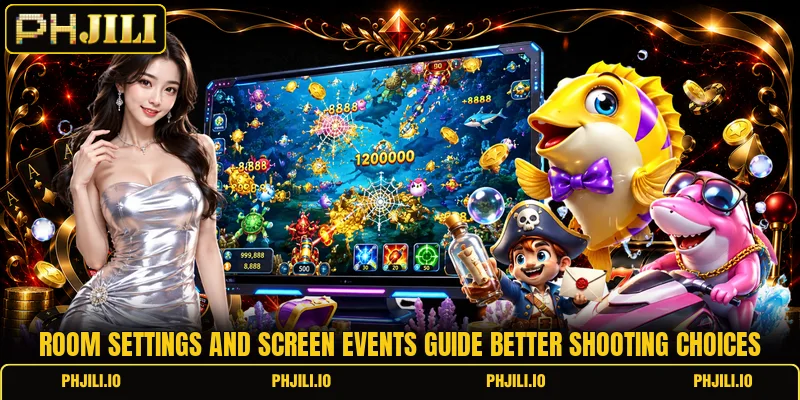 Room settings and screen events guide better shooting choices