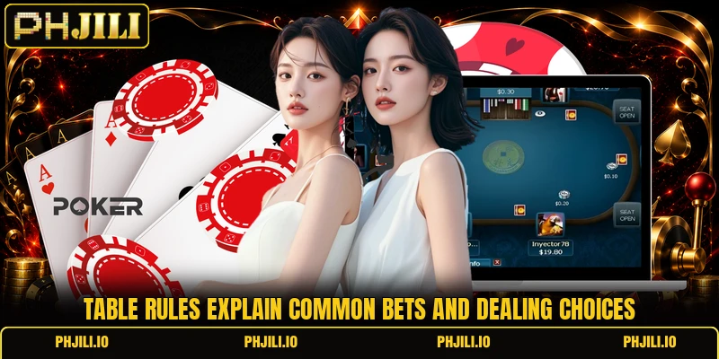 Table rules explain common bets and dealing choices